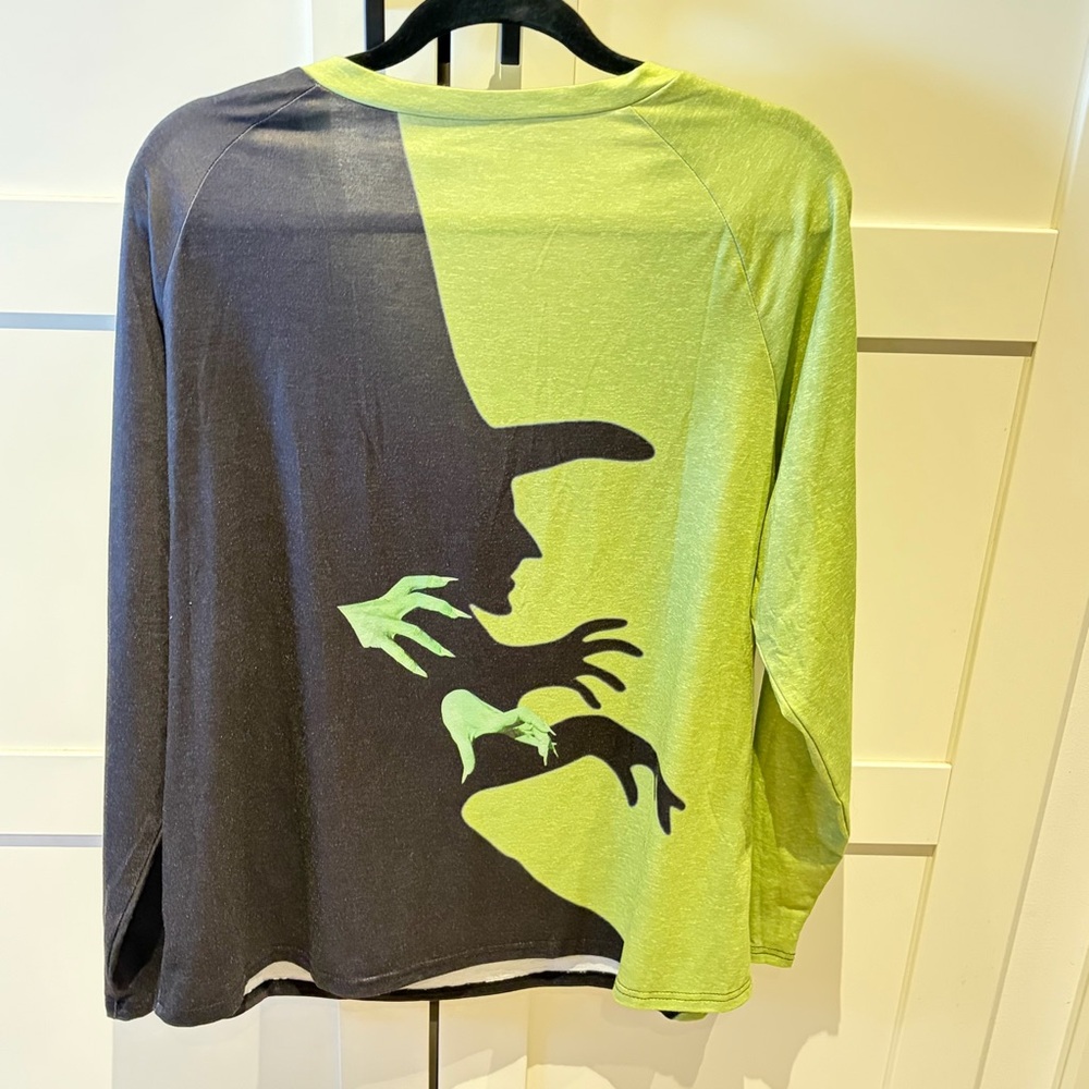 Wicked Witch Green and Black Witch Silhouette Long Sleeve Shirt